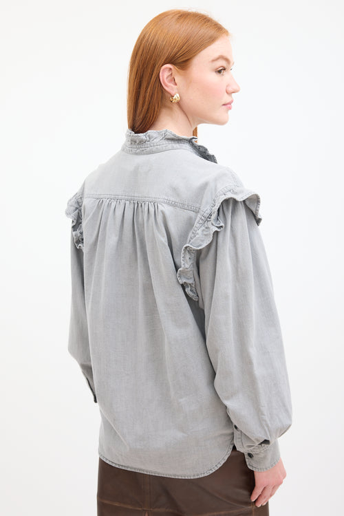 Isabel Marant Étoile Grey Ruffled Gossia Shirt