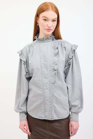 Isabel Marant Étoile Grey Ruffled Gossia Shirt