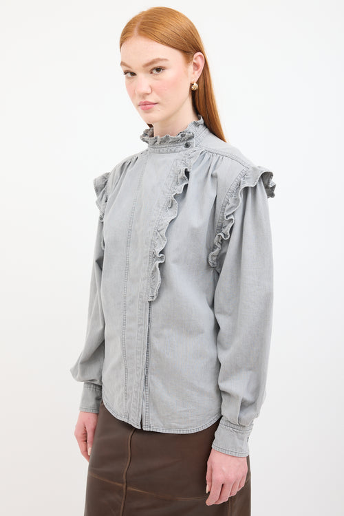 Isabel Marant Étoile Grey Ruffled Gossia Shirt