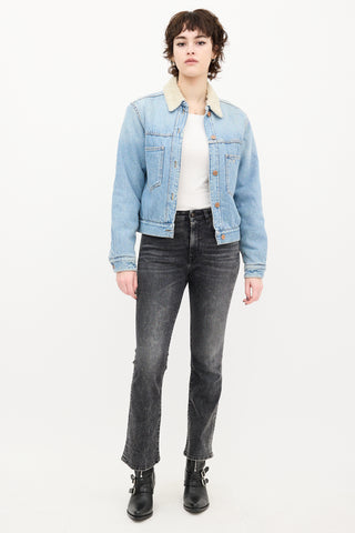 Isabel Marant Étoile Light Wash Denim 
Sherpa Jacket