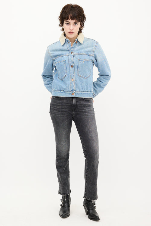 Isabel Marant Étoile Light Wash Denim 
Sherpa Jacket