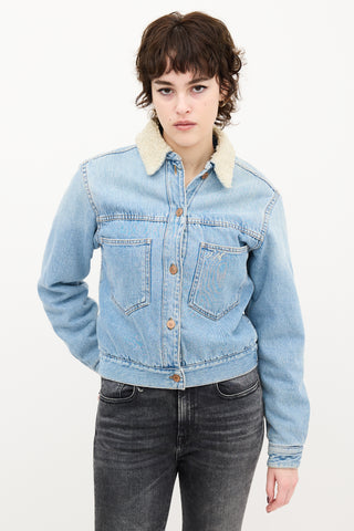 Isabel Marant Étoile Light Wash Denim 
Sherpa Jacket