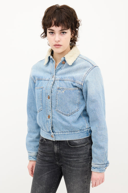 Isabel Marant Étoile Light Wash Denim 
Sherpa Jacket