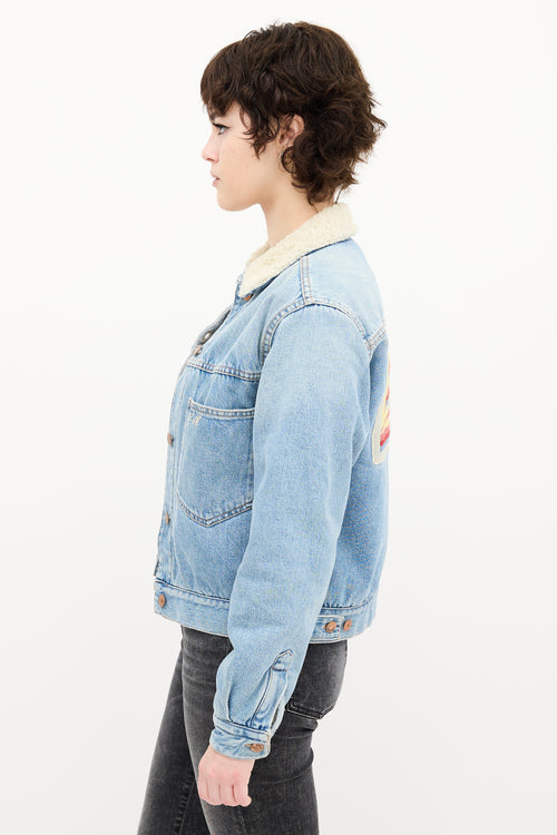 Isabel Marant Étoile Light Wash Denim 
Sherpa Jacket