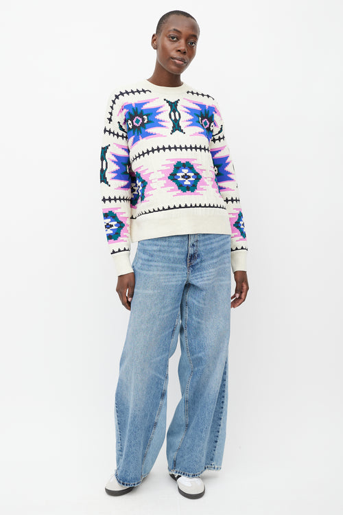 Isabel Marant Étoile Cream 
Multicolour Crewneck  Sweater