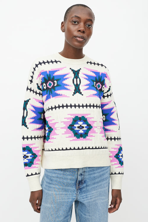 Isabel Marant Étoile Cream 
Multicolour Crewneck  Sweater