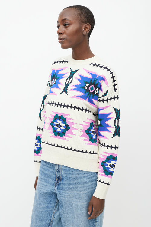 Isabel Marant Étoile Cream 
Multicolour Crewneck  Sweater