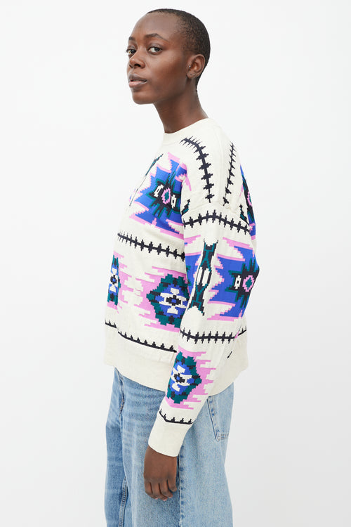 Isabel Marant Étoile Cream 
Multicolour Crewneck  Sweater