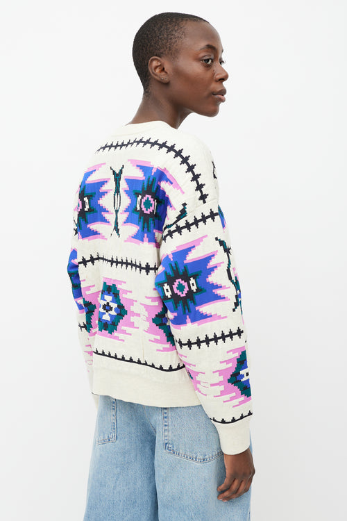 Isabel Marant Étoile Cream 
Multicolour Crewneck  Sweater