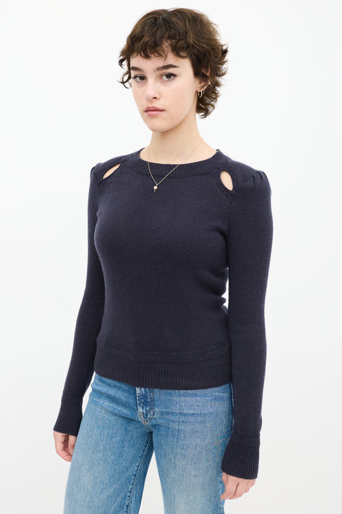 Navy Knit Cut Out Sweater