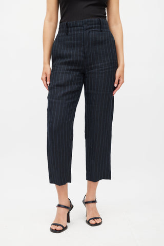 Isabel Marant Étoile Navy 
Grey Pinstripe Linen Trouser