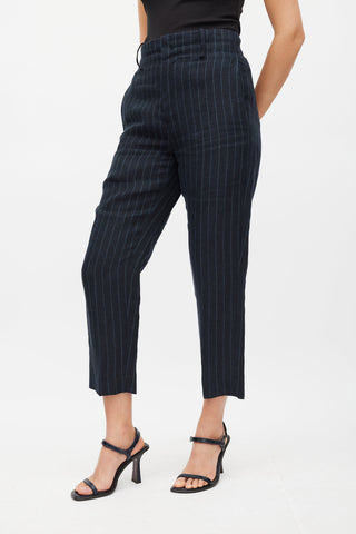 Isabel Marant Étoile Navy 
Grey Pinstripe Linen Trouser