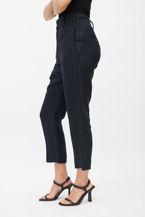 Isabel Marant Étoile Navy 
Grey Pinstripe Linen Trouser