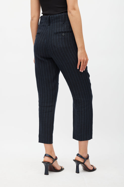 Isabel Marant Étoile Navy 
Grey Pinstripe Linen Trouser