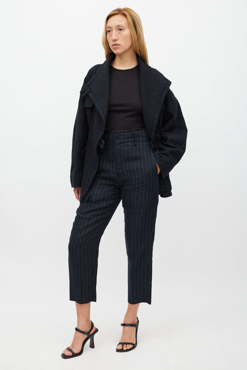 Isabel Marant Étoile Navy 
Grey Pinstripe Linen Trouser