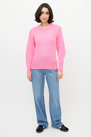 Isabel Marant Étoile Neon Pink Knit Crewneck Sweater