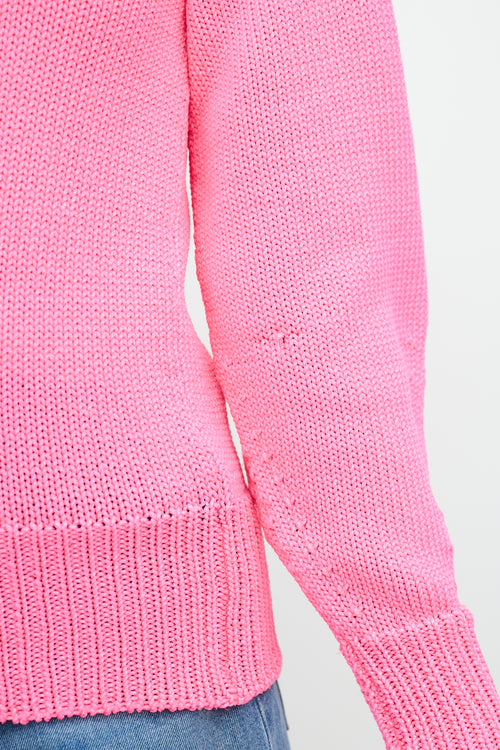 Isabel Marant Étoile Neon Pink Knit Crewneck Sweater