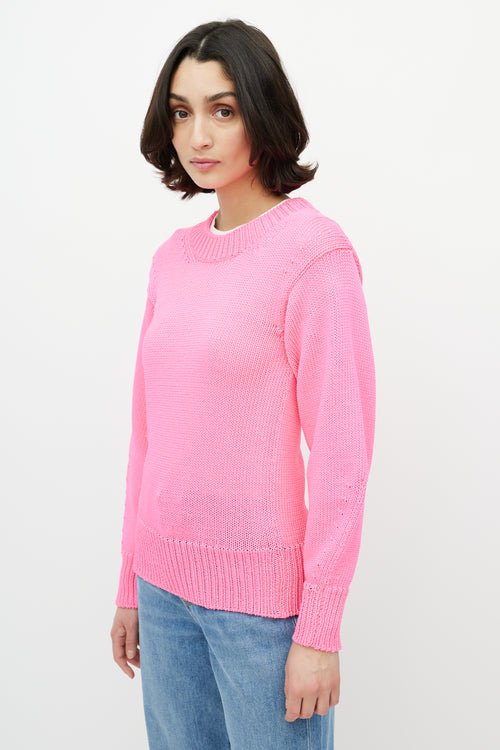 Isabel Marant Étoile Neon Pink Knit Crewneck Sweater