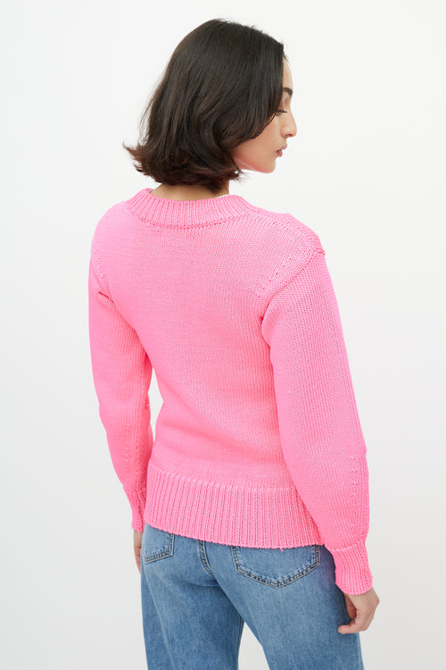 Isabel Marant Étoile Neon Pink Knit Crewneck Sweater