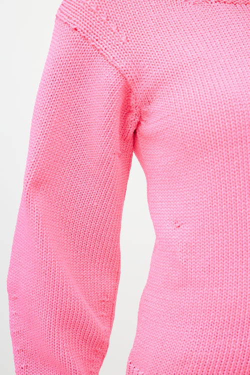 Isabel Marant Étoile Neon Pink Knit Crewneck Sweater