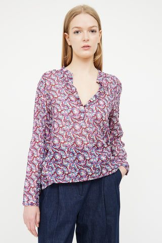 Isabel Marant Étoile Beige 
Pink Floral Maria Blouse