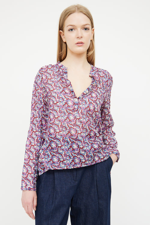 Isabel Marant Étoile Beige 
Pink Floral Maria Blouse