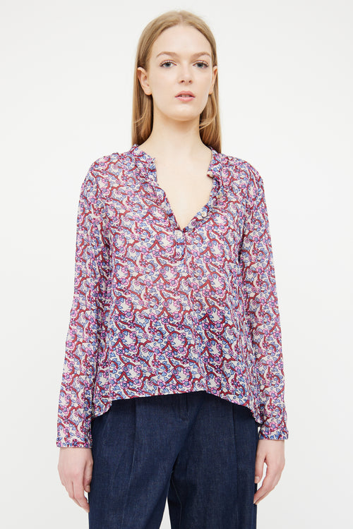 Isabel Marant Étoile Beige 
Pink Floral Maria Blouse