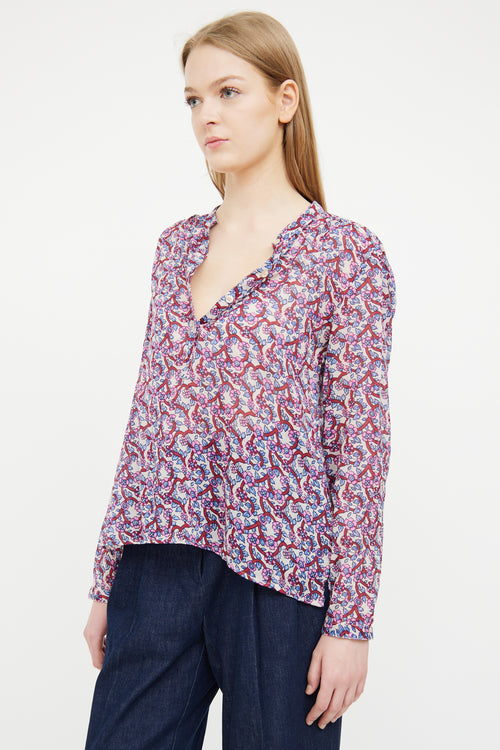 Isabel Marant Étoile Beige 
Pink Floral Maria Blouse