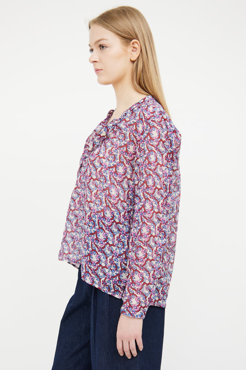 Isabel Marant Étoile Beige 
Pink Floral Maria Blouse