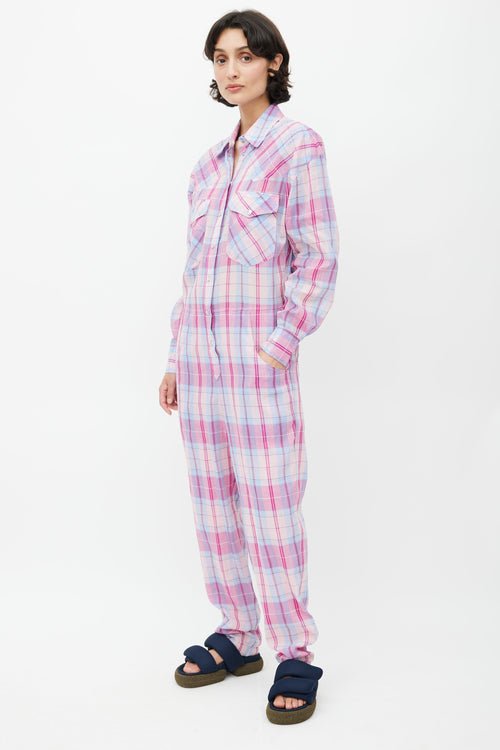 Isabel Marant Étoile Pink 
Blue Bacopa Checked Jumpsuit