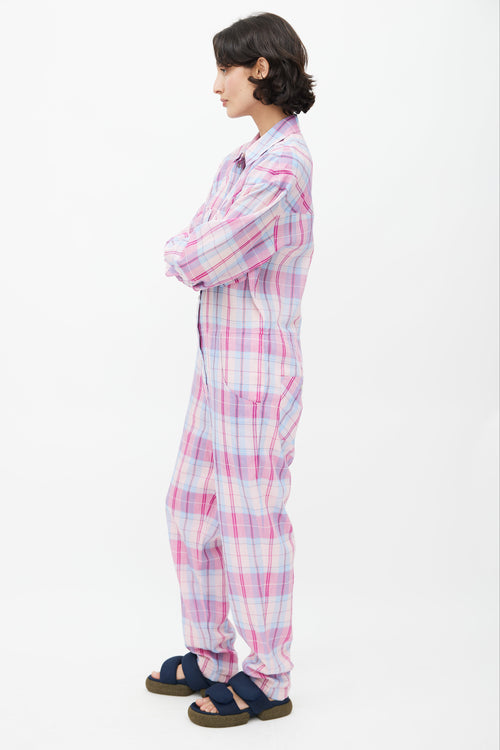 Isabel Marant Étoile Pink 
Blue Bacopa Checked Jumpsuit