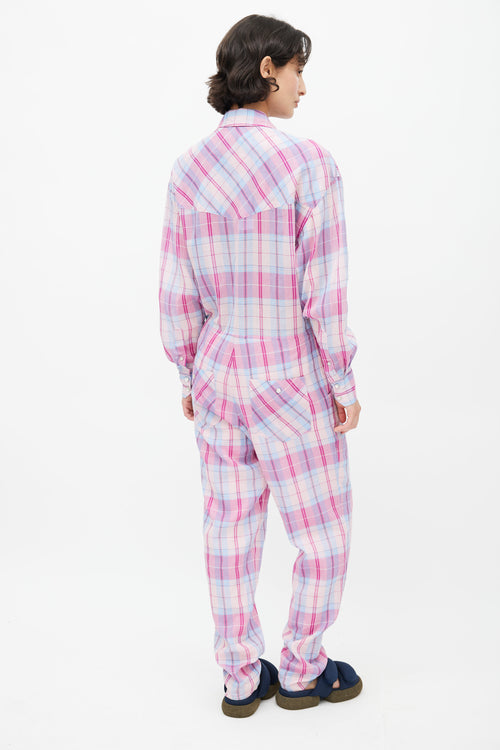 Isabel Marant Étoile Pink 
Blue Bacopa Checked Jumpsuit