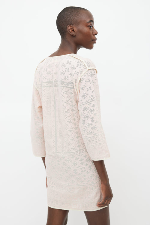 Isabel Marant Étoile Pink 
Cream Embroidered Semi Sheer Tunic