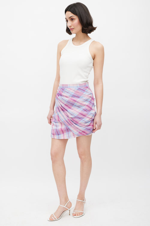 Isabel Marant Étoile Pink 
Light Blue Plaid Birdy Skirt