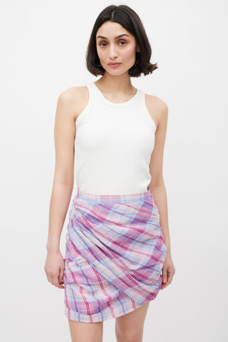 Isabel Marant Étoile Pink 
Light Blue Plaid Birdy Skirt