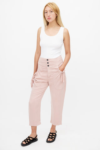 Isabel Marant Étoile Pink Linen Cropped Trouser