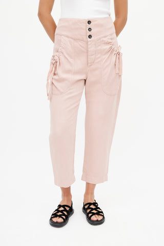 Isabel Marant Étoile Pink Linen Cropped Trouser