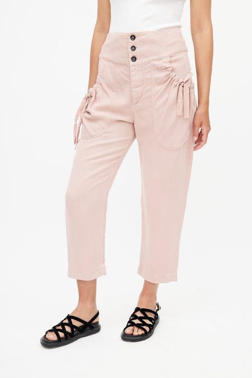 Isabel Marant Étoile Pink Linen Cropped Trouser