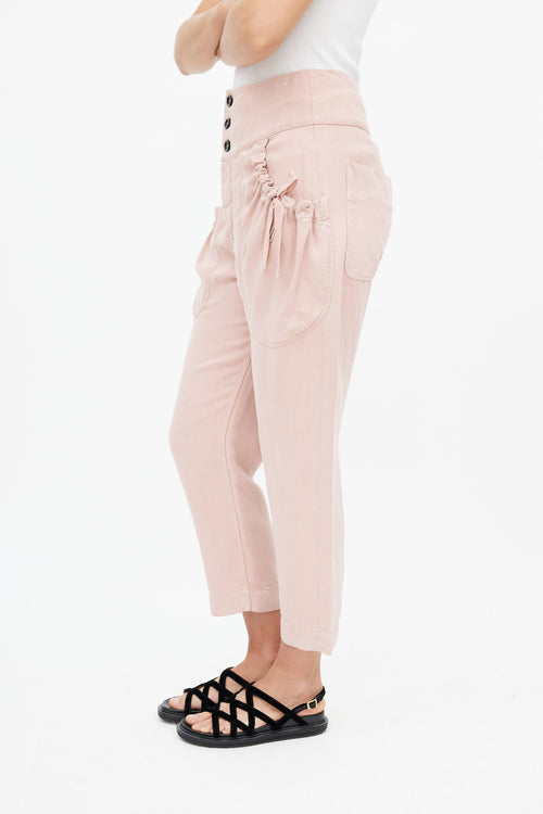 Isabel Marant Étoile Pink Linen Cropped Trouser