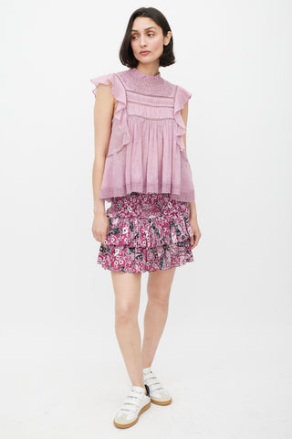 Isabel Marant Étoile Pink Ruffled Eyelet Top