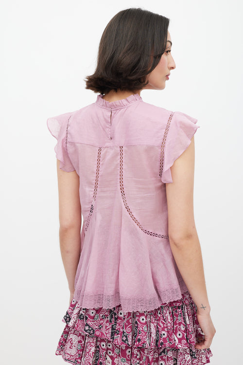 Isabel Marant Étoile Pink Ruffled Eyelet Top