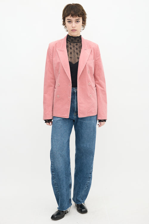 Isabel Marant Étoile Pink Velvet Double Breasted Blazer