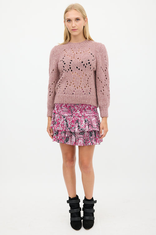 Isabel Marant Étoile Pink Wool Eyelet Knit Sweater