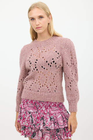 Isabel Marant Étoile Pink Wool Eyelet Knit Sweater