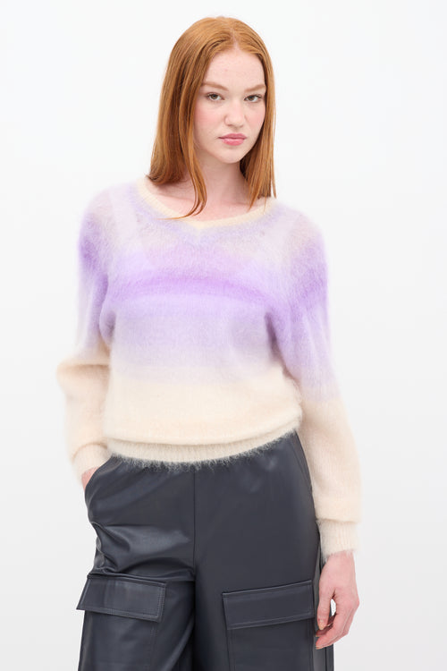 Isabel Marant Étoile Purple 
Beige Mohair Gradient Delphi V-Neck Sweater