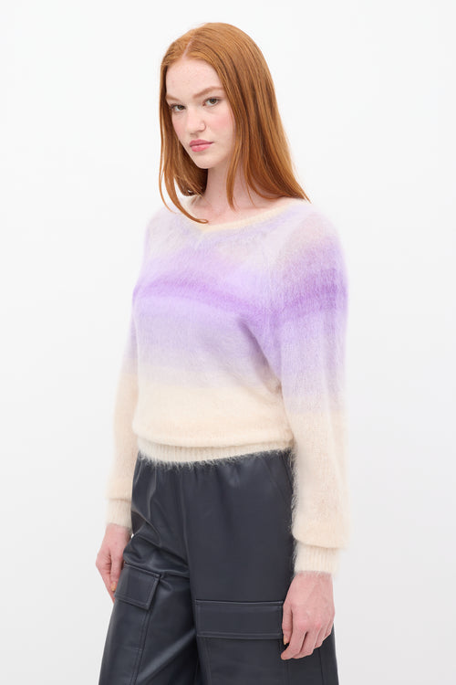 Isabel Marant Étoile Purple 
Beige Mohair Gradient Delphi V-Neck Sweater