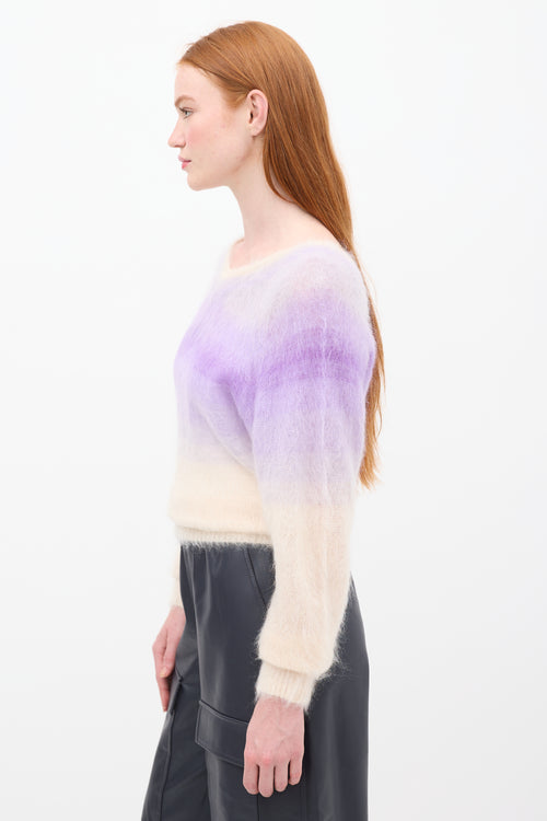 Isabel Marant Étoile Purple 
Beige Mohair Gradient Delphi V-Neck Sweater