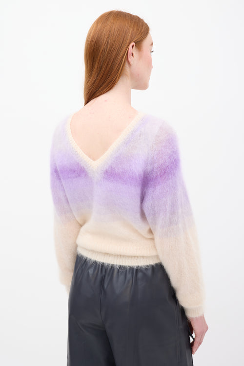 Isabel Marant Étoile Purple 
Beige Mohair Gradient Delphi V-Neck Sweater