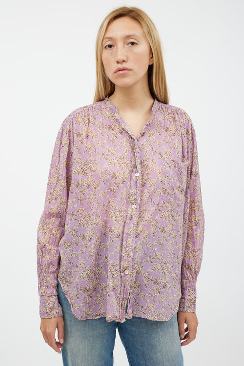 Isabel Marant Étoile Purple 
Cream Floral Shirt