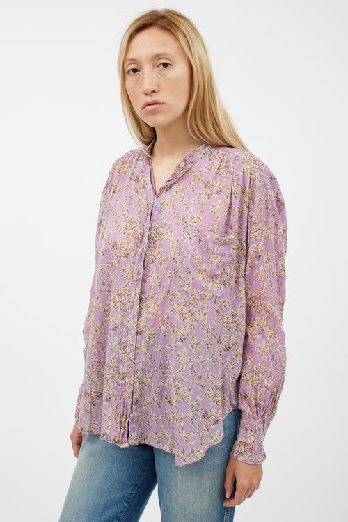 Isabel Marant Étoile Purple 
Cream Floral Shirt